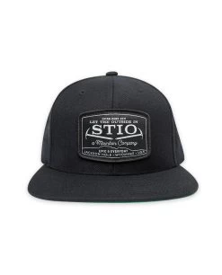 STIO Frontier Flat Brim Snap Back -Stio Frontier Flat Brim Snap Back Patch Hat Black Front New