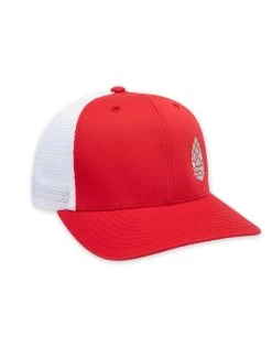 STIO Whitebark Pinecone Trucker -Stio Whitebark Pinecone Trucker Hat Red White Side New